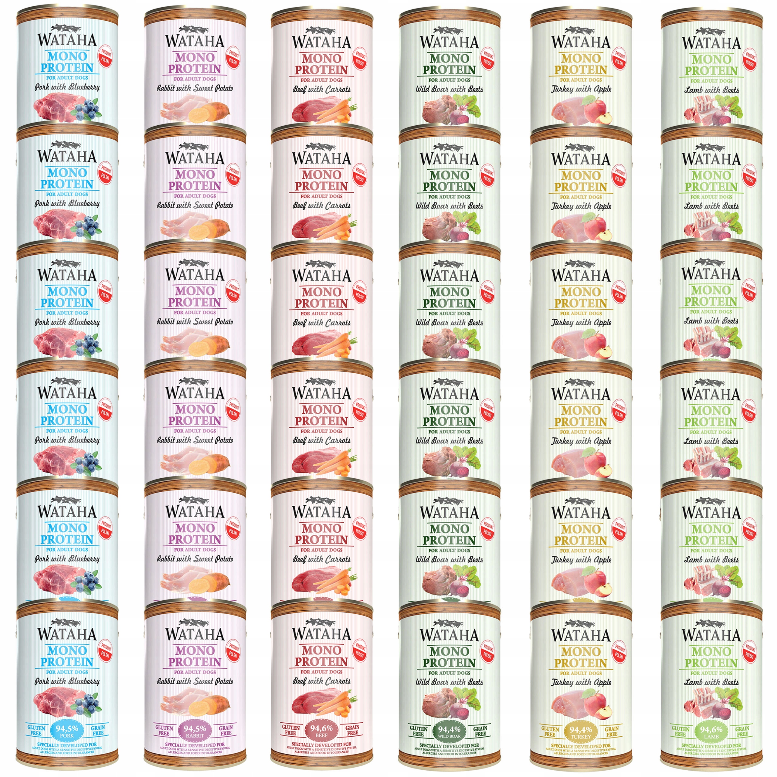 Wataha Mono Protein Adult krmivo pro psy Mix chutí 36 x 400 g