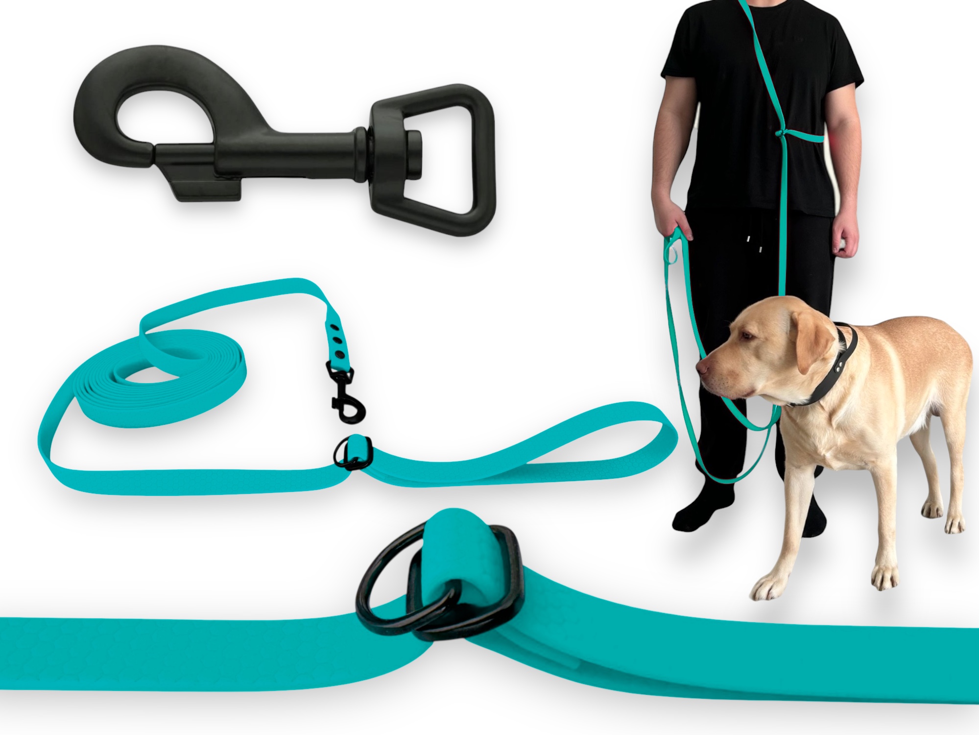 Vodítko Nastavitelná, Přepínatelná, Voděodolná, Měkká, Biothane Pvc| 10M 16MM