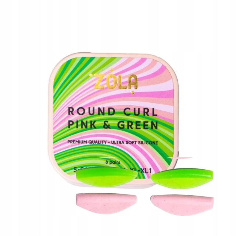 Silikonové liftingové válečky Zola Round Curl Pink & Green