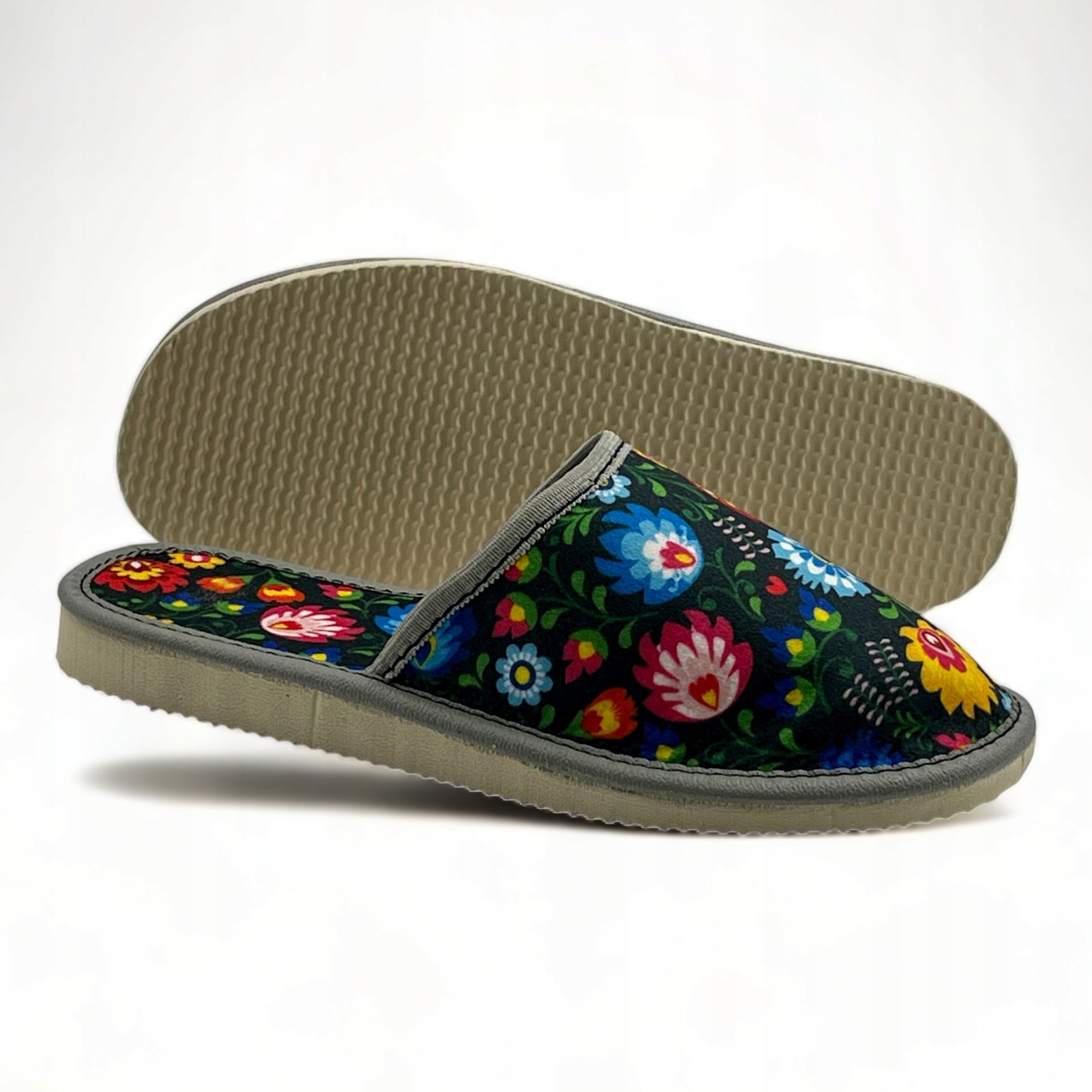 KAPCIE DAMSKIE FILCOWE ŁOWICKI FOLK FILC CIAPY 38 Rozmiar 38