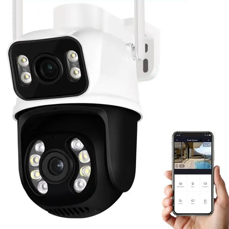 Dvojitá Otočná Venkovní Kamera, Dva Objektivy, Voděodolná, Ip 6MPX Wifi