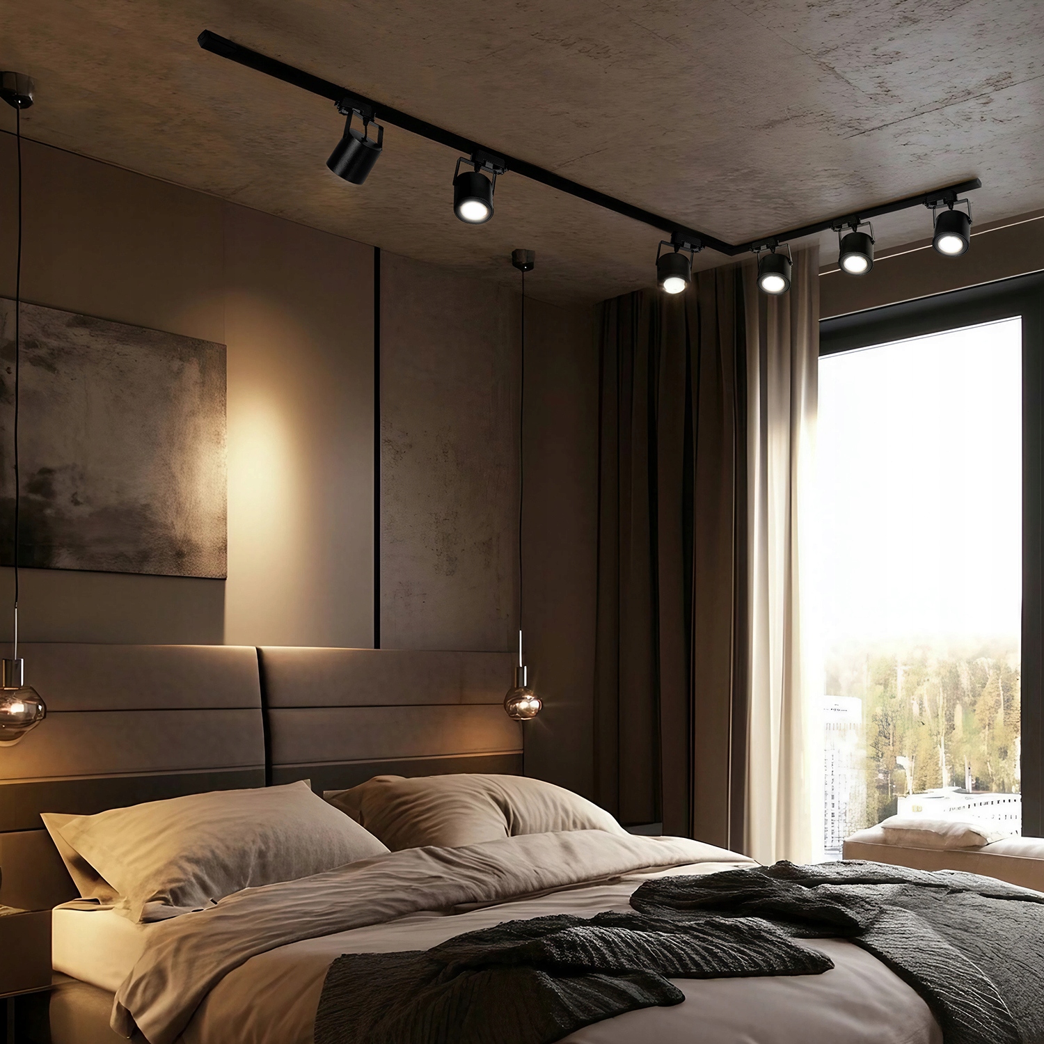 3-Fazowy System Szynowy 6x Reflektor + Szyna 1m+2m +Łącznik L Zestaw Czarny Marka Laitica