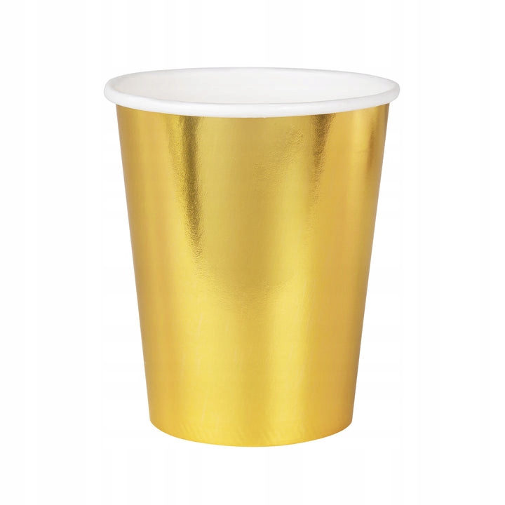 Złote KUBECZKI PAPIEROWE metaliczne imprezowe 6 szt 220 ml