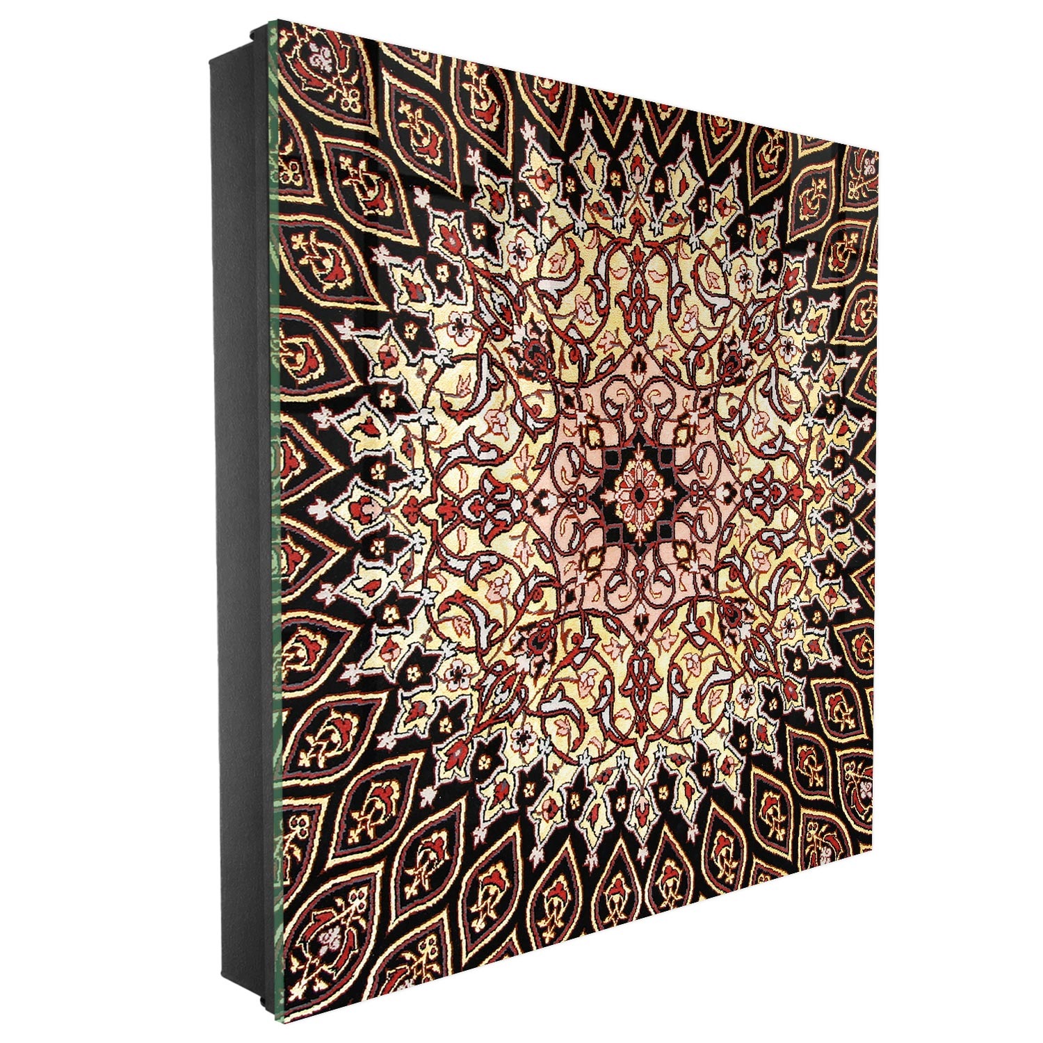 Dekorativní skříňka na klíče na zeď Černá pravá 30x30 cm Složené vzory