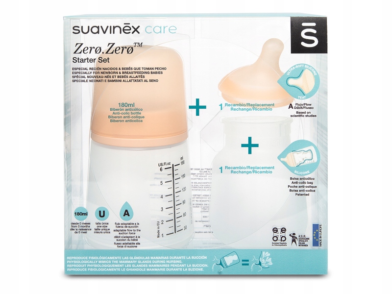 SUAVINEX BUTELKA ZERO 180 ML + SMOCZEK A ZESTAW