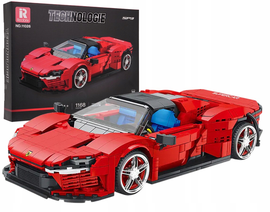 Auto Sportowe z klocków Czerwone 1168el. zestaw