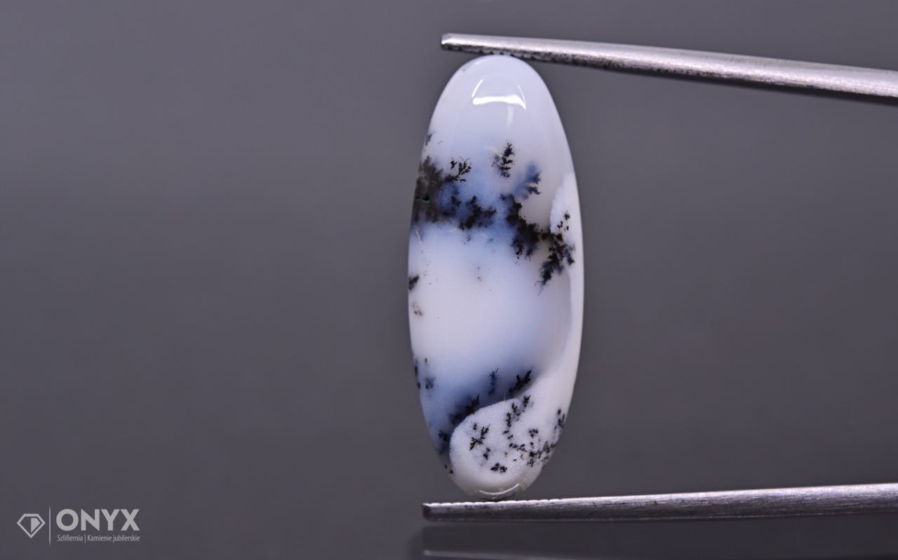 Dendritový achát z Turecka kabošon ovál 25,5x10 mm