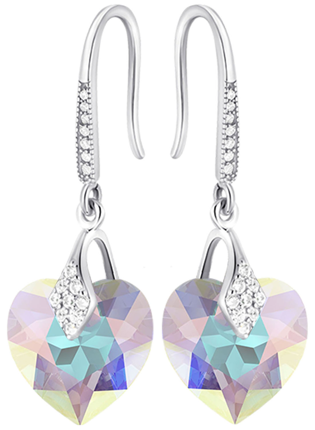 Stříbrné Náušnice Závěsné srdce Stříbro 925 Dlouhé srdce jako Dárek k Zirkony