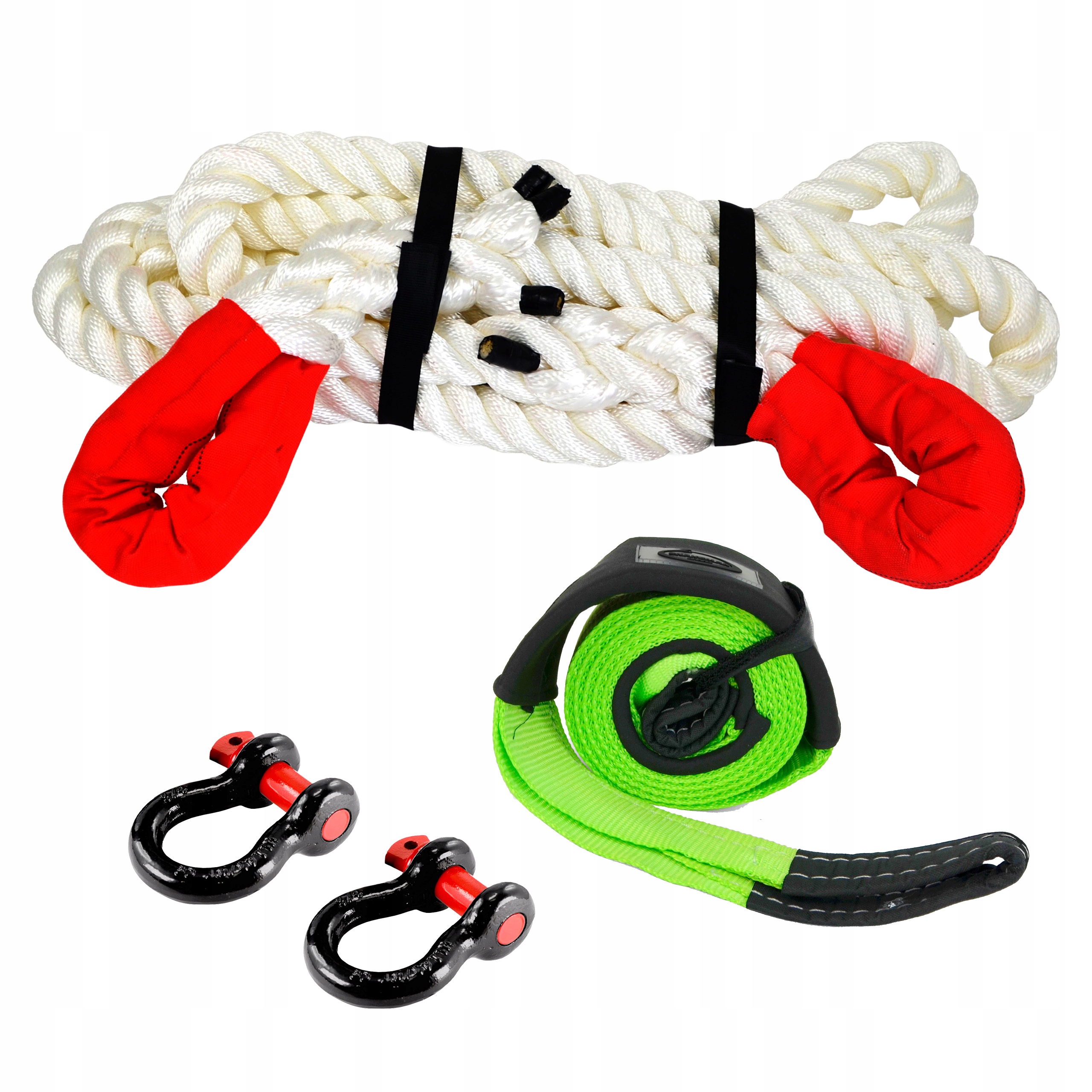 Kinetická šnúra 8 m 36 mm 25 t páska 3 m 75 mm 12 t 2 x sklo 4,75 t Snakeman