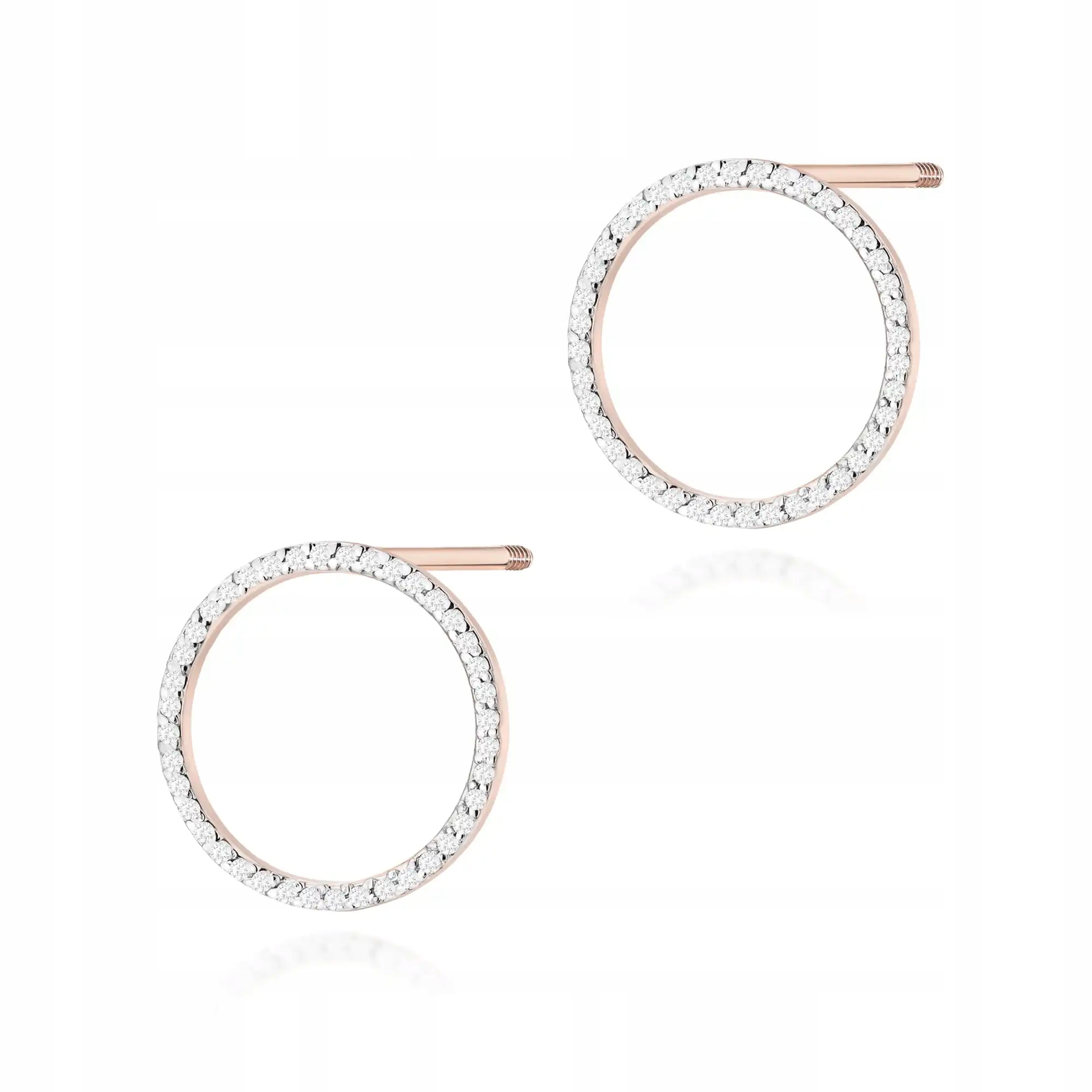 Náušnice ze zlata 585 s diamanty, růžové zlato, elegantní jako dárek, módní