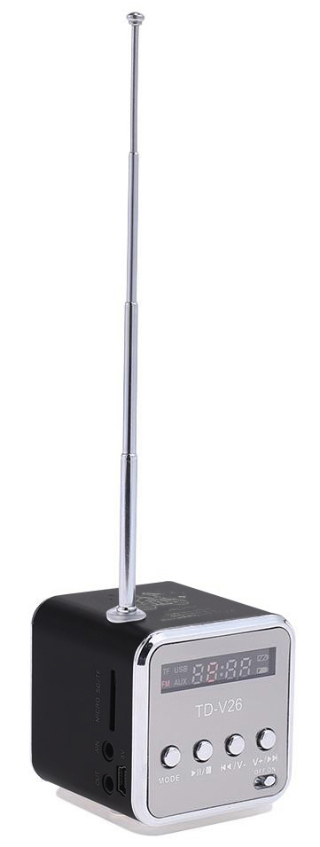 GŁOŚNIK BEZPRZEWODOWY PRZENOŚNY RADIO FM LED Kolor srebrny