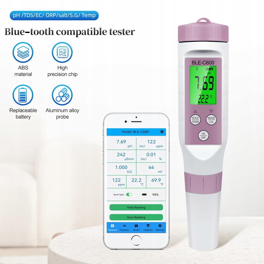 7 w 1 Tester jakości wody Temp ORP EC TDS S.G