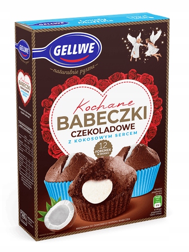 Levně Gellwe Milované čokoládové muffiny s kokosovým srdcem 311 g
