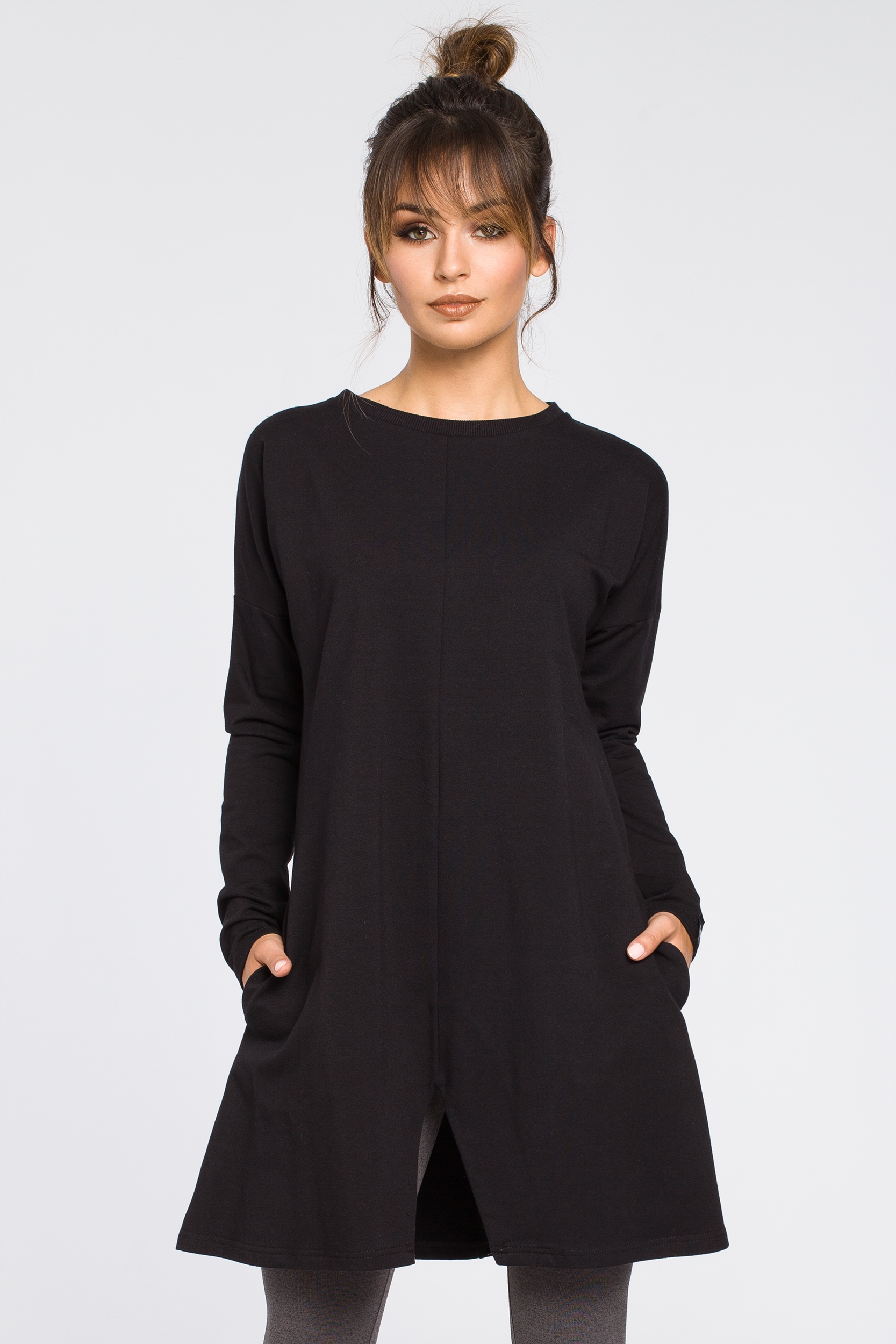 Dámská Každodenní Tunika Na Podzim S Dlouhým Rukávem, Černá, 40/42 L/XL