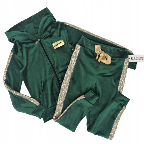 

Dres welurowy zielony zamek 98 104 lampas cekiny