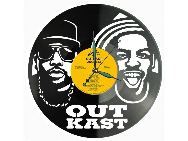 Out Kast Vinyl Nástěnné hodiny Vinylová deska Unikátní dekorace pro fanoušky Mu