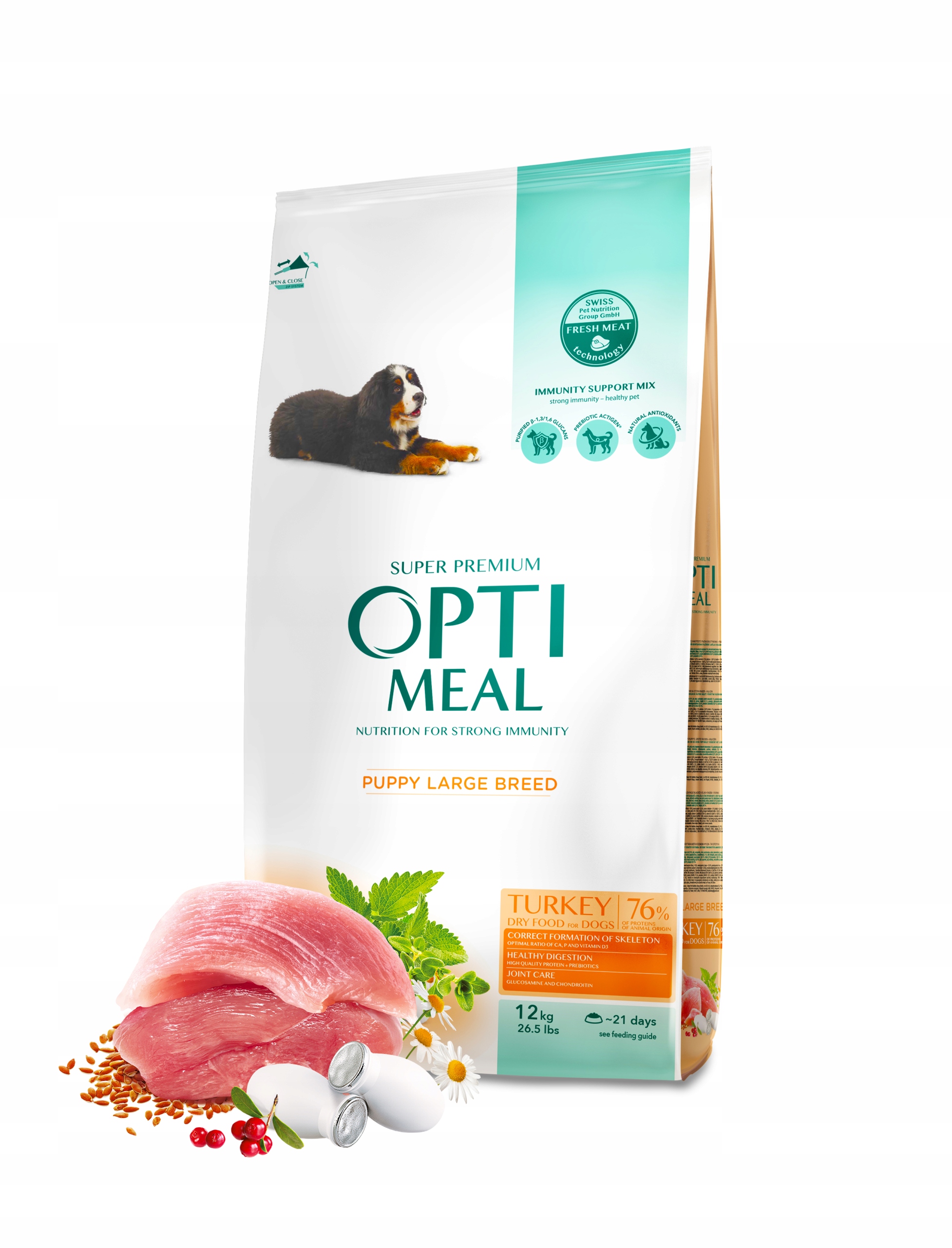 Levně Opti Meal Puppy Large Breed Turkey 12 kg Suché krmivo pro psy velkých plemen