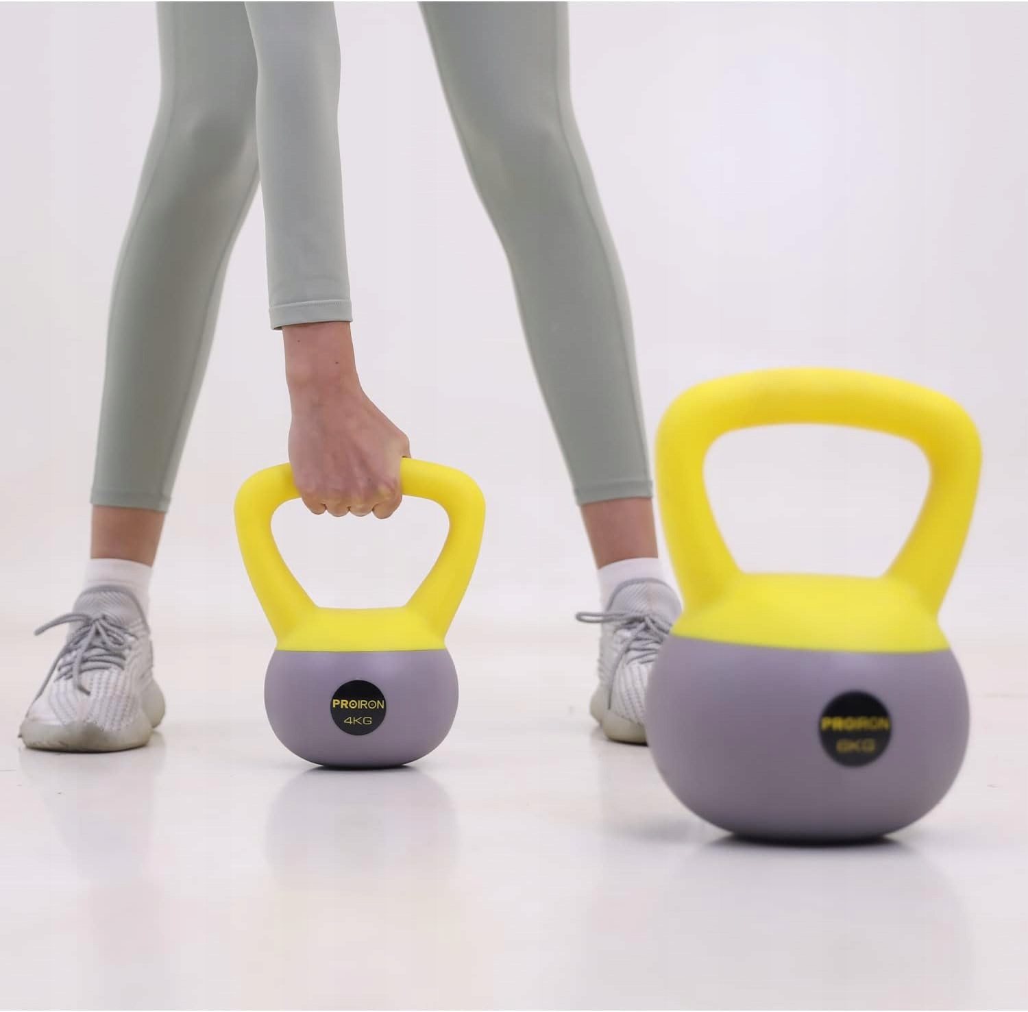 Proiron Kettlebell 4 kg měkký Pvc neoprenový žluto-šedý