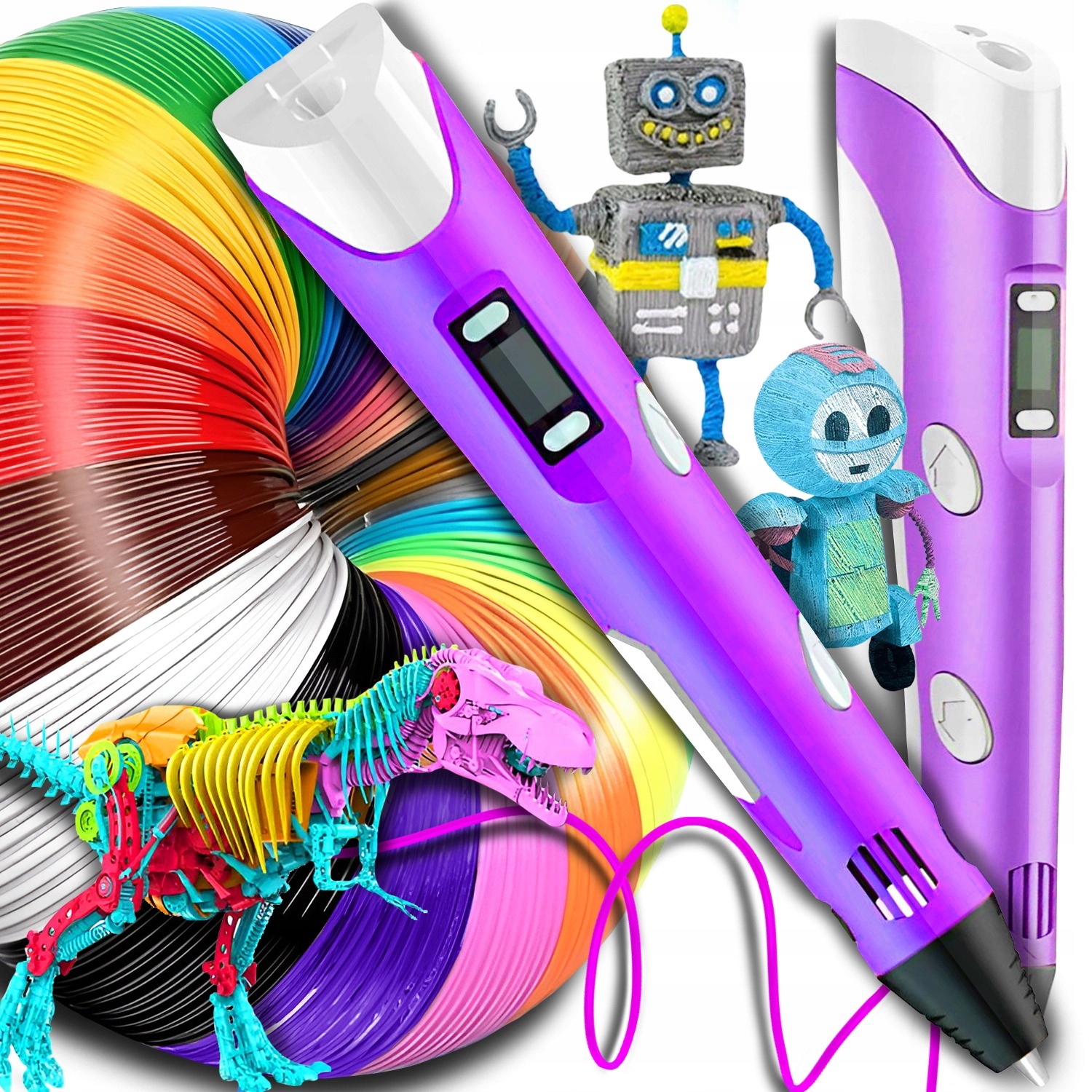 DŁUGOPIS 3D DLA DZIECI DRUKARKA MAGICZNY PEN ZESTAW + WKŁADY PLA 160 METRÓW