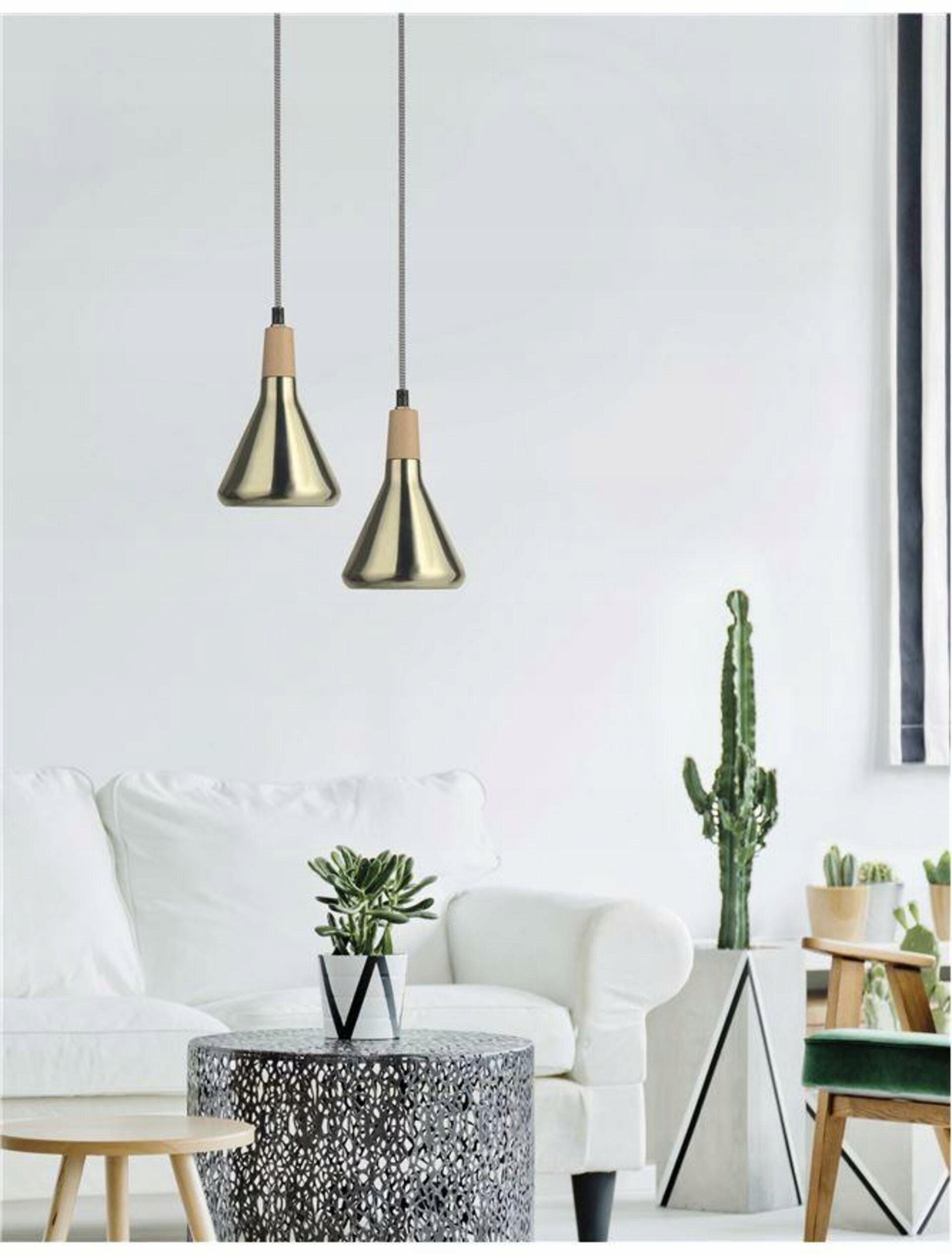 Nova Luce závěsné svítidlo Venanzio mosazný kov a přírodní dřevo E14 1x5W I