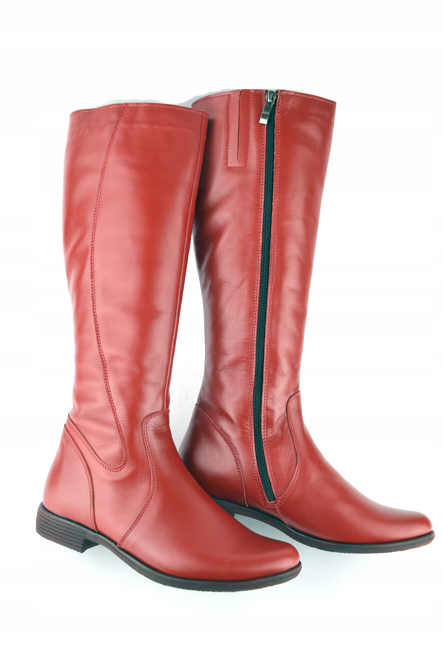 BTK- Czerwone kozaki skóra spód wąska łydka r. 41