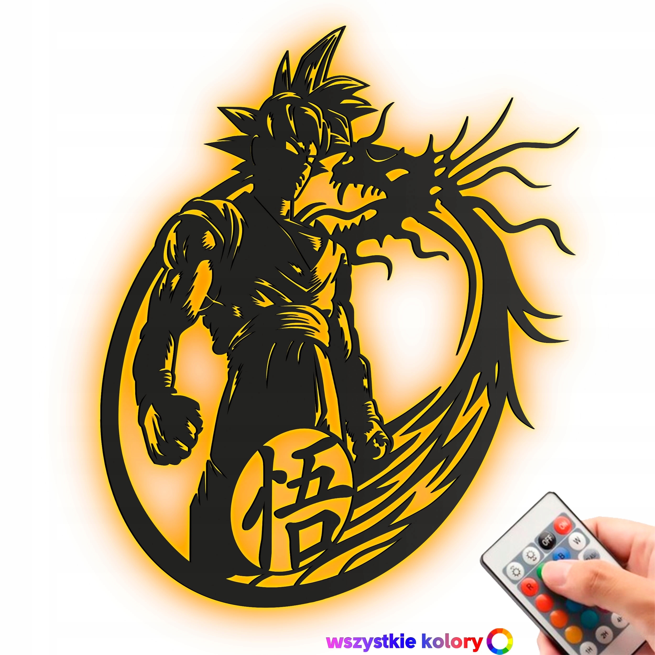 Dřevěný obraz Anime Dragonball Goku Nástěnná Dekorace Noční Lampa Led XL