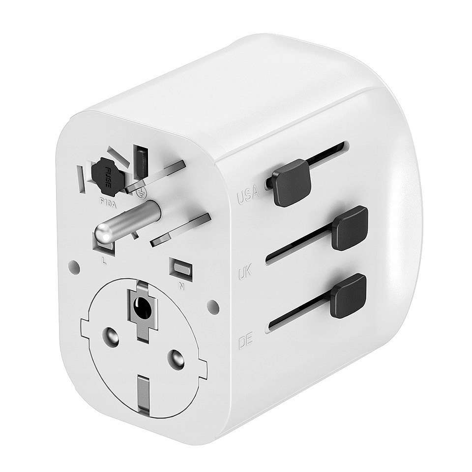 Gembird Uniwersalny Adapter Podróżny Z Uziemieniem 15 W, Biały