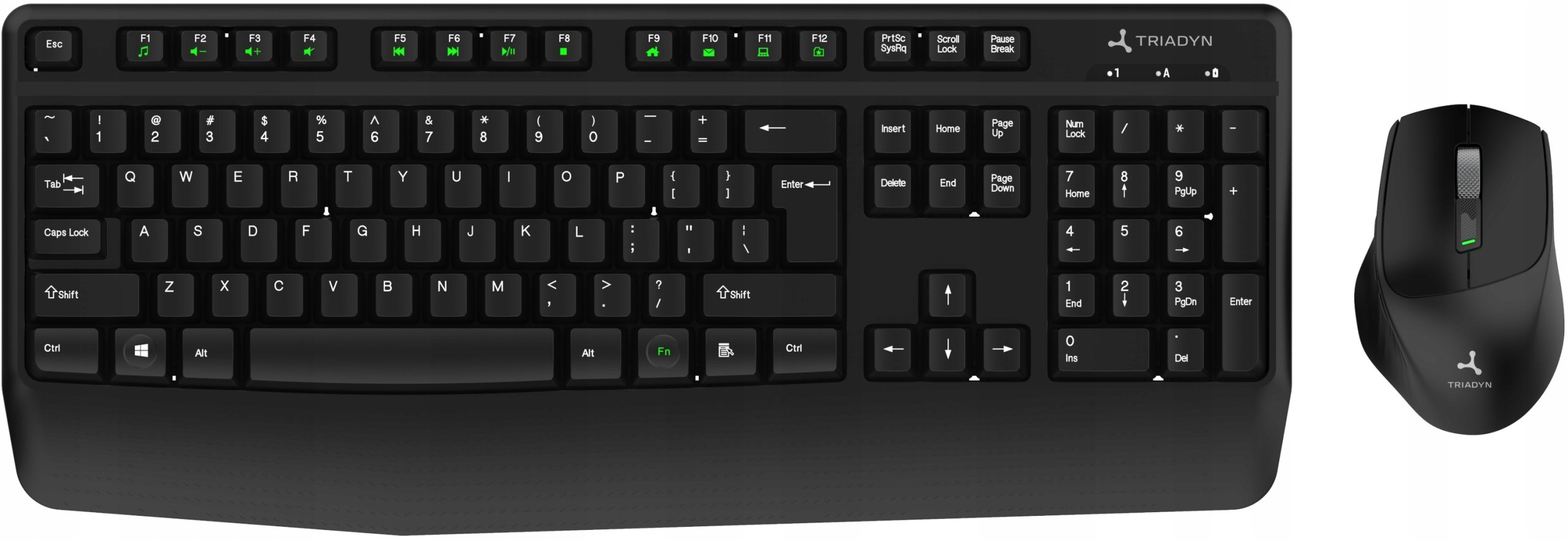 Zestaw Bezprzewodowy Klawiatura Mysz Triadyn Cyllene Czarny Biuro Dom