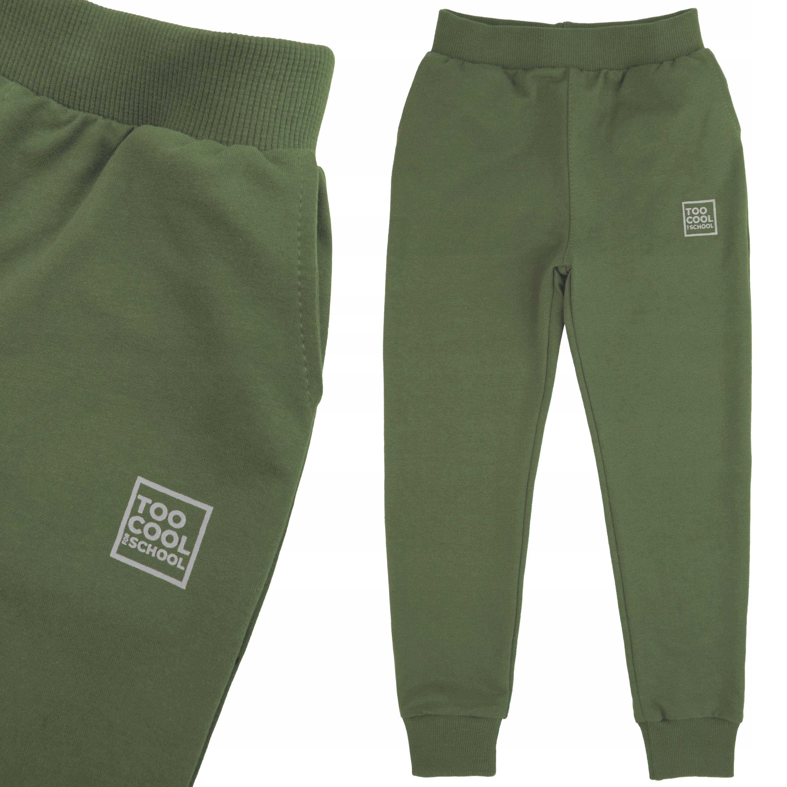 SPODNIE spodenki DRESOWE dresy bawełniane dziecięce PROSTY KRÓJ khaki 110