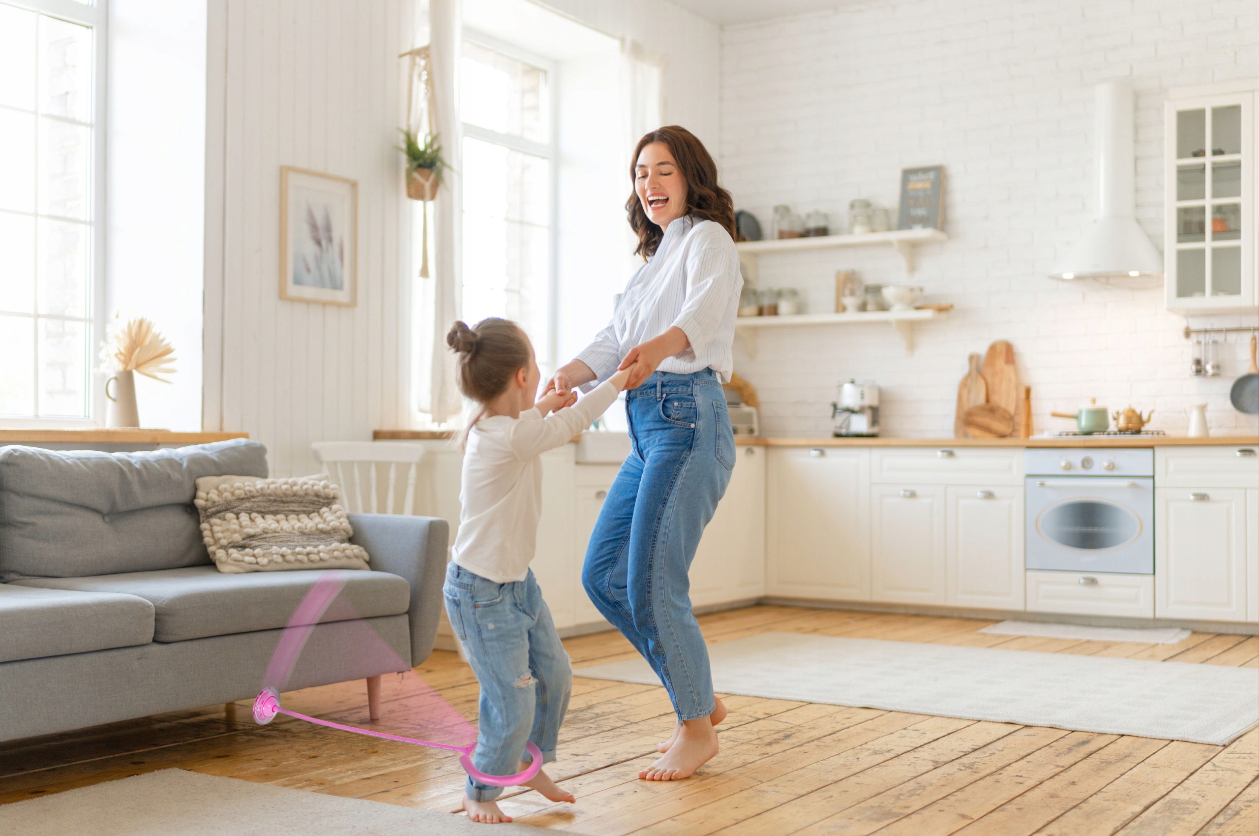 HULA HOP NA NOGĘ LED SKAKANKA PIŁKA ŚWIECĄCA KÓŁKO DLA DZIECI ŻÓŁTA 62 CM Marka Ikonka