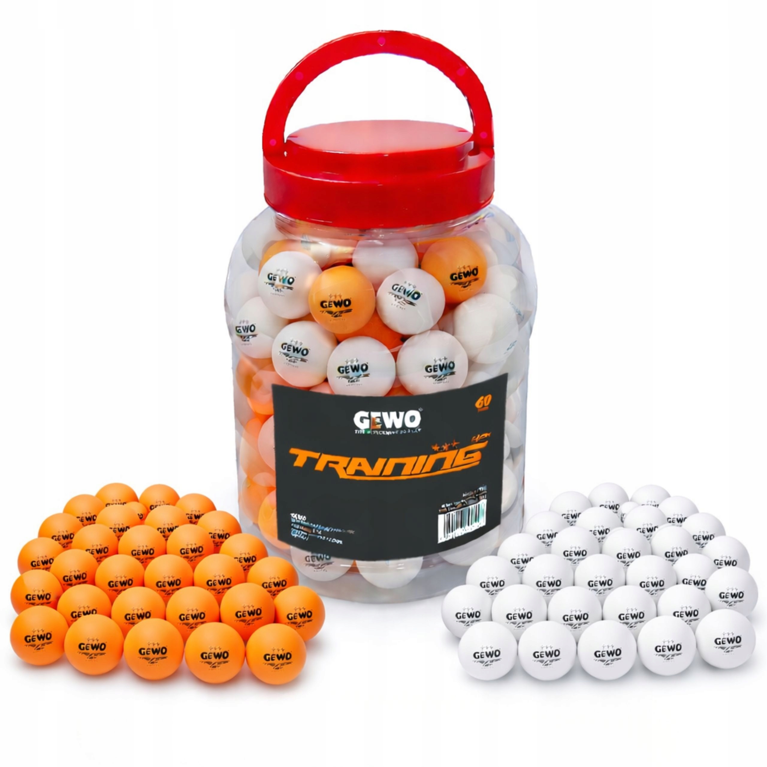 Piłeczki Do Ping Ponga 60 Sztuk Gewo Piłki Białe i Pomarańczowe MIX