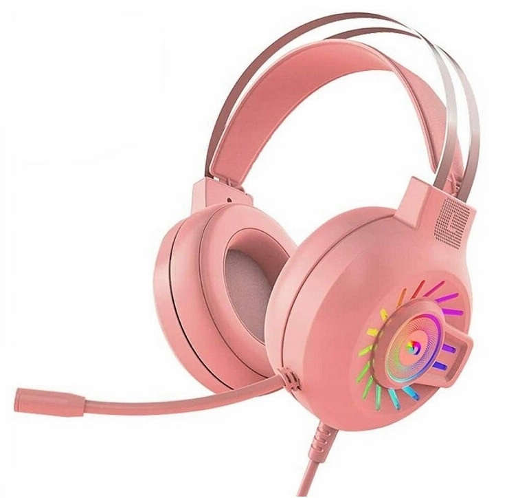 

Różowe Słuchawki Gamingowe MG10 Led Mikrofon