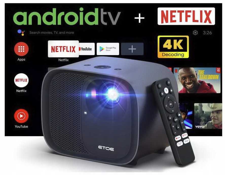 Projektor Rzutnik LED WiFi Android TV 11 4K FHD 500 ANSI Autofocus + Torba EAN (GTIN) 0739805541608