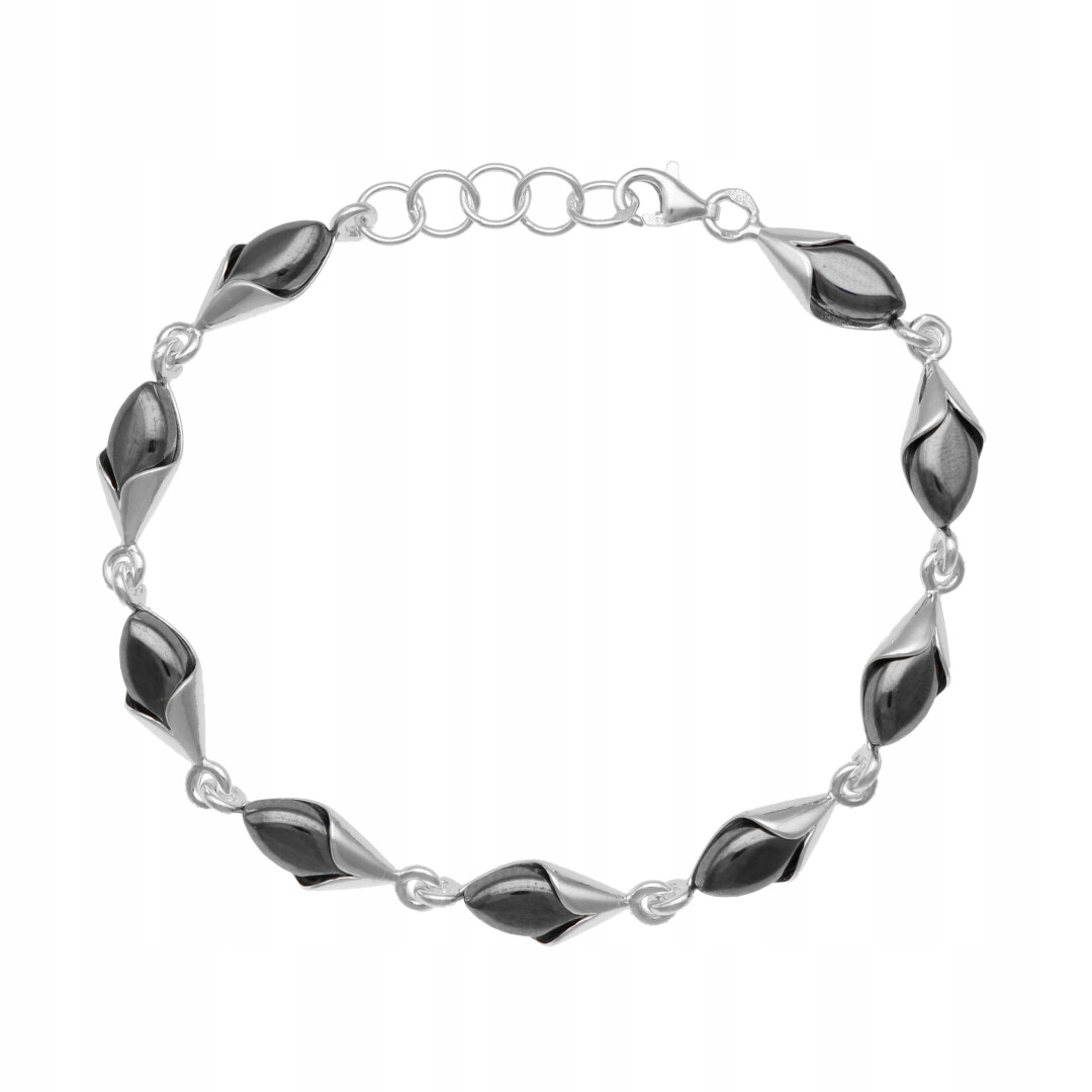 Náramek romb s hematitem stříbro