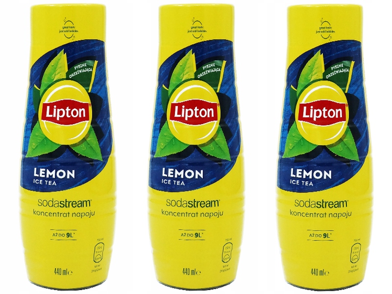 3x SYROP SODASTREAM LIPTON LEMON ICE TEA DO SATURATORA 9L NAPOJU z 440ml Marka SodaStream