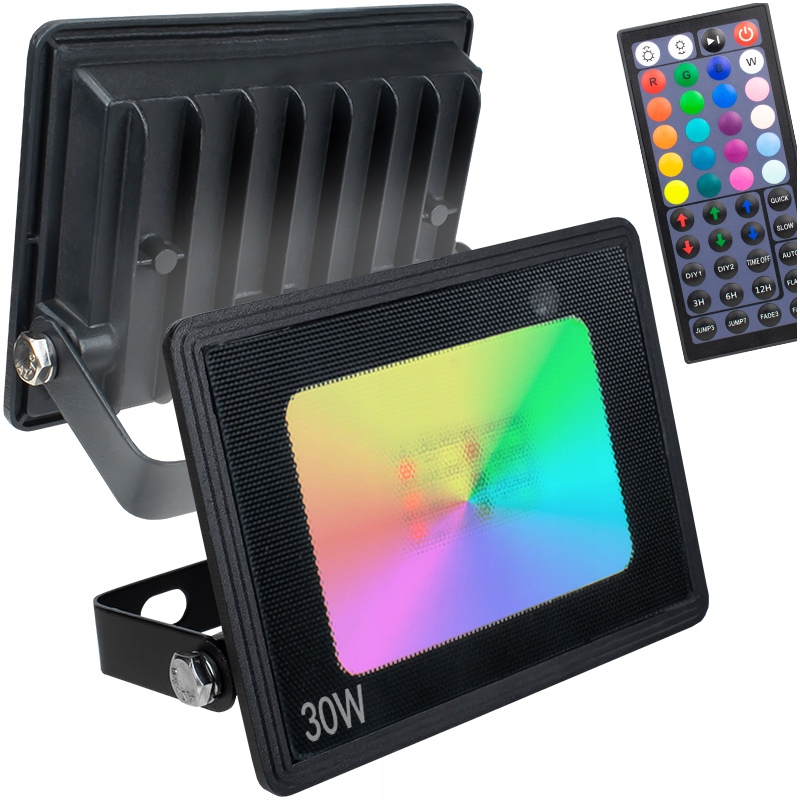 Kolorowa Zewenętrzna Duża Mocna Lampa Led Rgb Wodoodporn IP65 30W Z Pilotem
