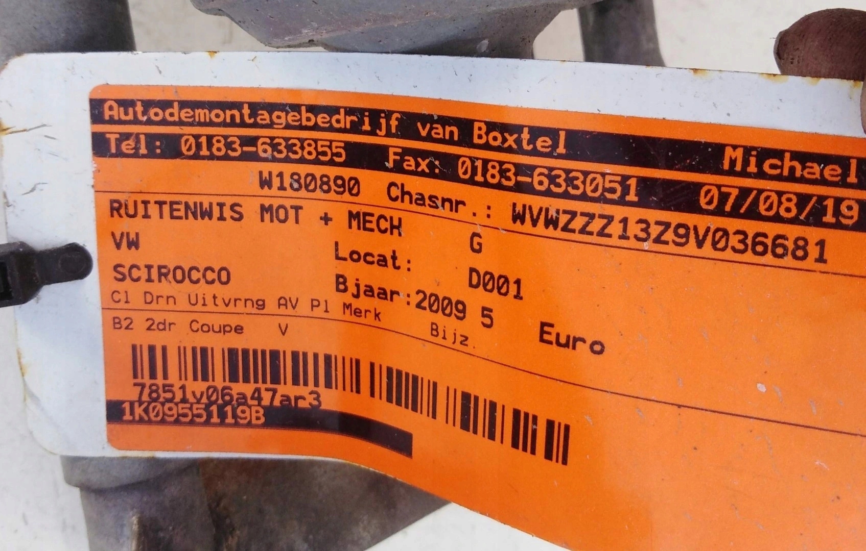 Gestänge Motor Wischer VW SCIROCCO