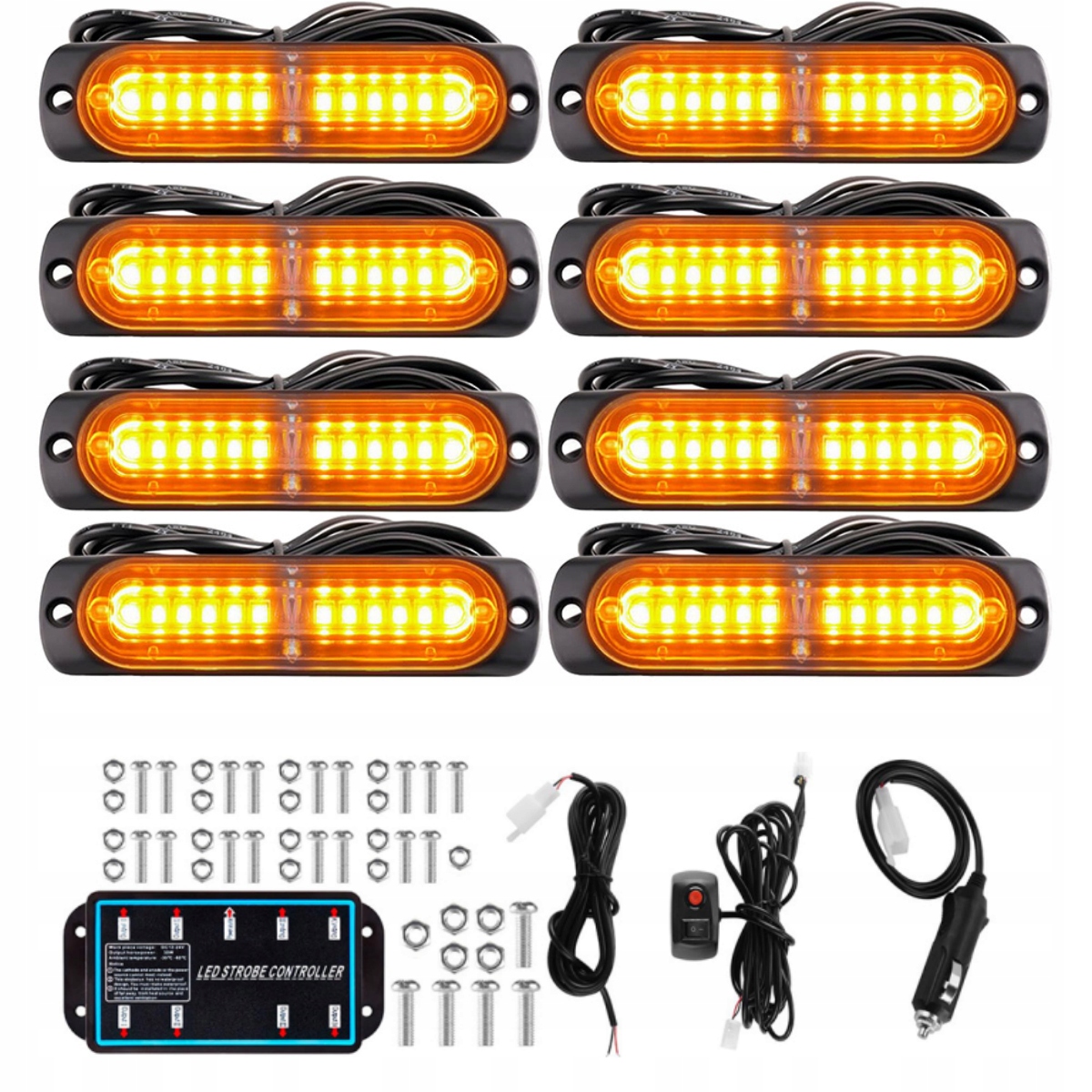8X Výstražné Lampy 12 Led Autopřepravník Silniční Světla Stroboskop Silniční Asistence