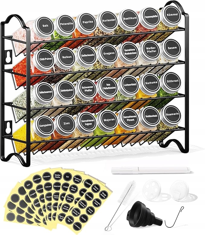 Regál na koření 28 sklenic 120 štítků stojící nástěnný set