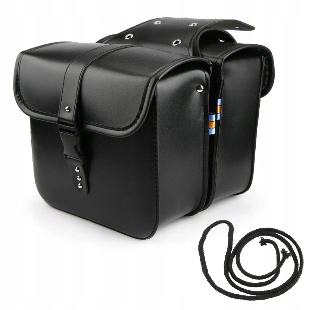 Kožené Boční Tašky Na Motocykl Prostorné Černé x2 Nové