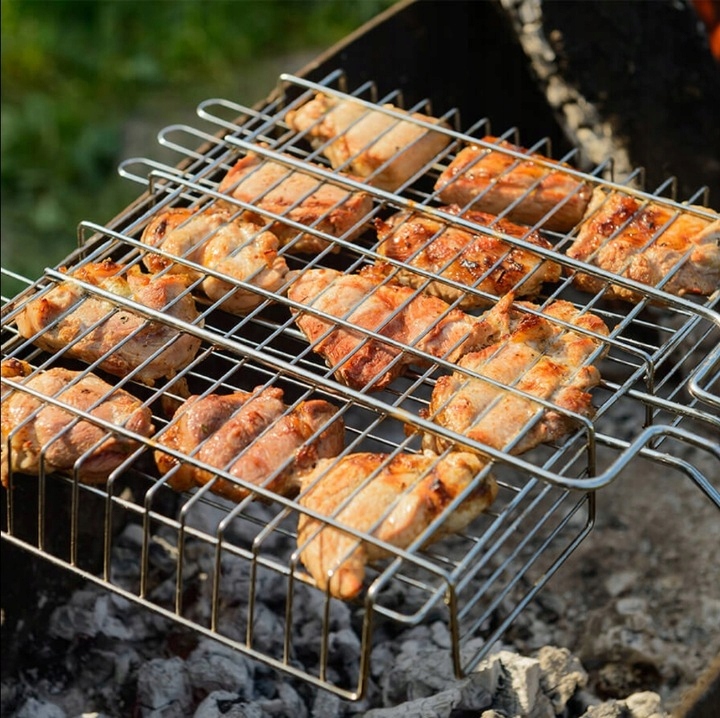 RUSZT DO GRILLA GRILLOWANIA RYB MIĘSA WARZYW STALOWA KRATKA BBQ 25x30 CM Materiał stal