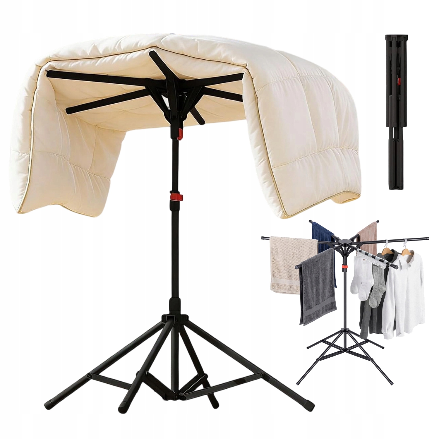Levně Sušák Na Prádlo Stojící 6 Ramen Nastavitelná 120-170 CM Silná Stabilní