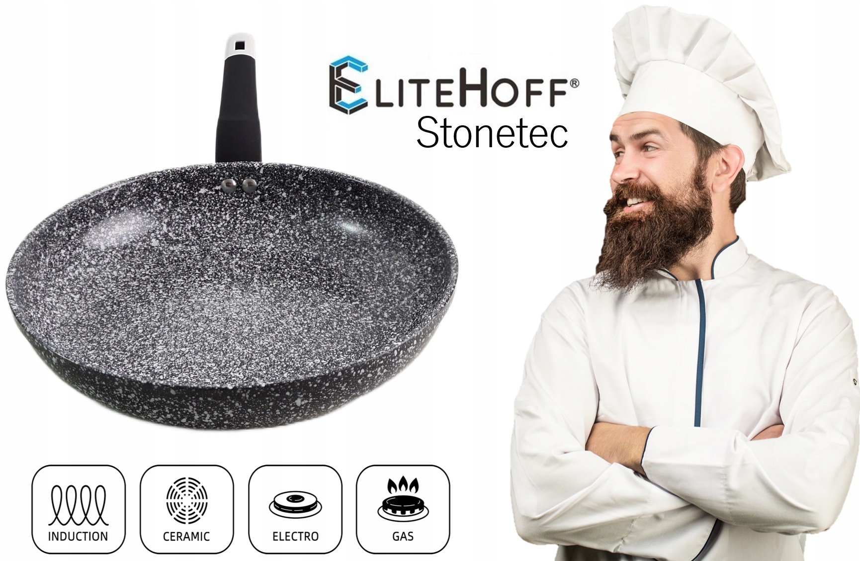PATELNIA MARMUR INDUKCJA STONETEC 24CM Kształt okrągły