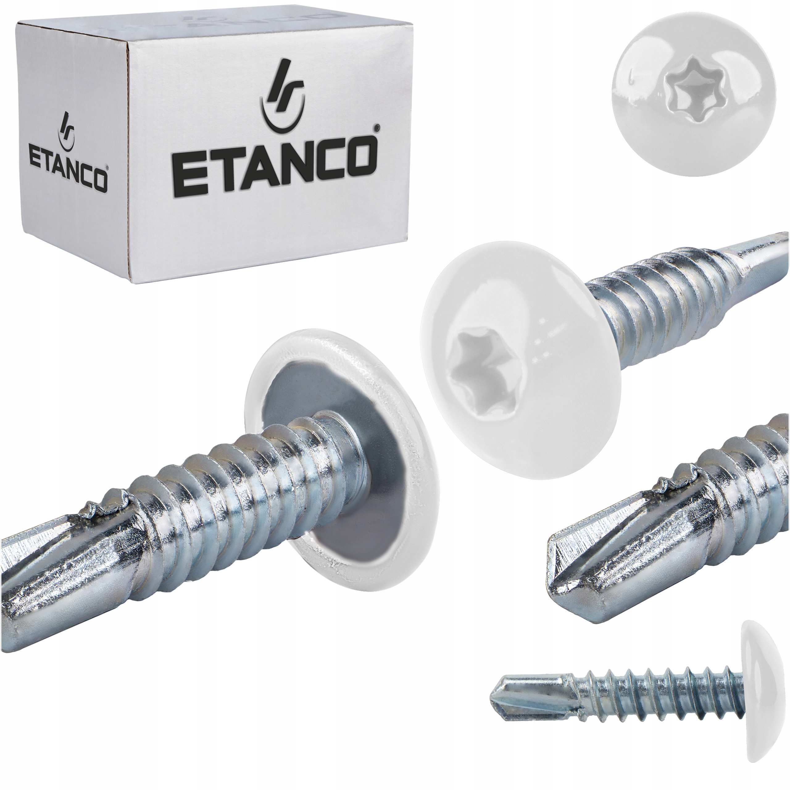 Wkręty do metalu Torx 3mm 4,8x22 mm Ral 9010 500 szt. Etanco GT3 Ph