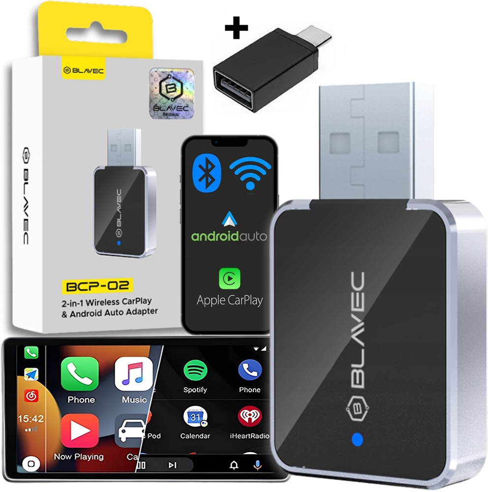 Adapter Moduł Carplay Android Auto Bezprzewodowy Wifi Bluetooth Mini 2W1