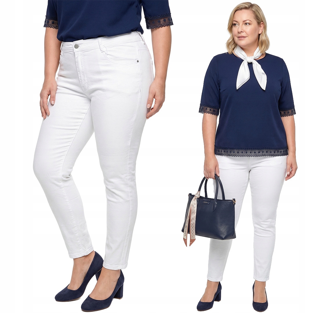 Bílé přiléhavé džíny plus size velikost 44