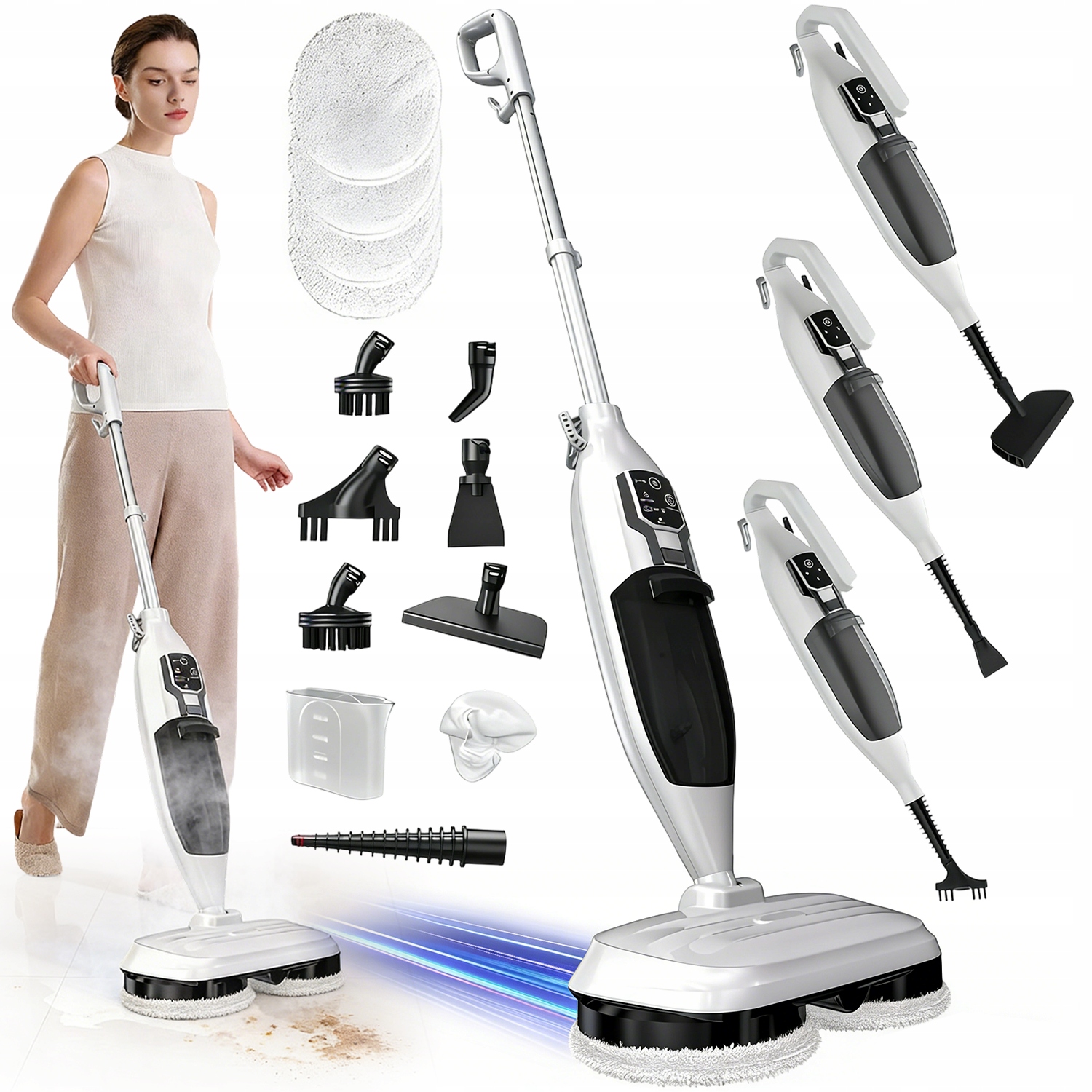 Wielofunkcyjne Elektryczny Mop Parowy 2W1 Ciśnienie Pary 3 Bar Praktyczne