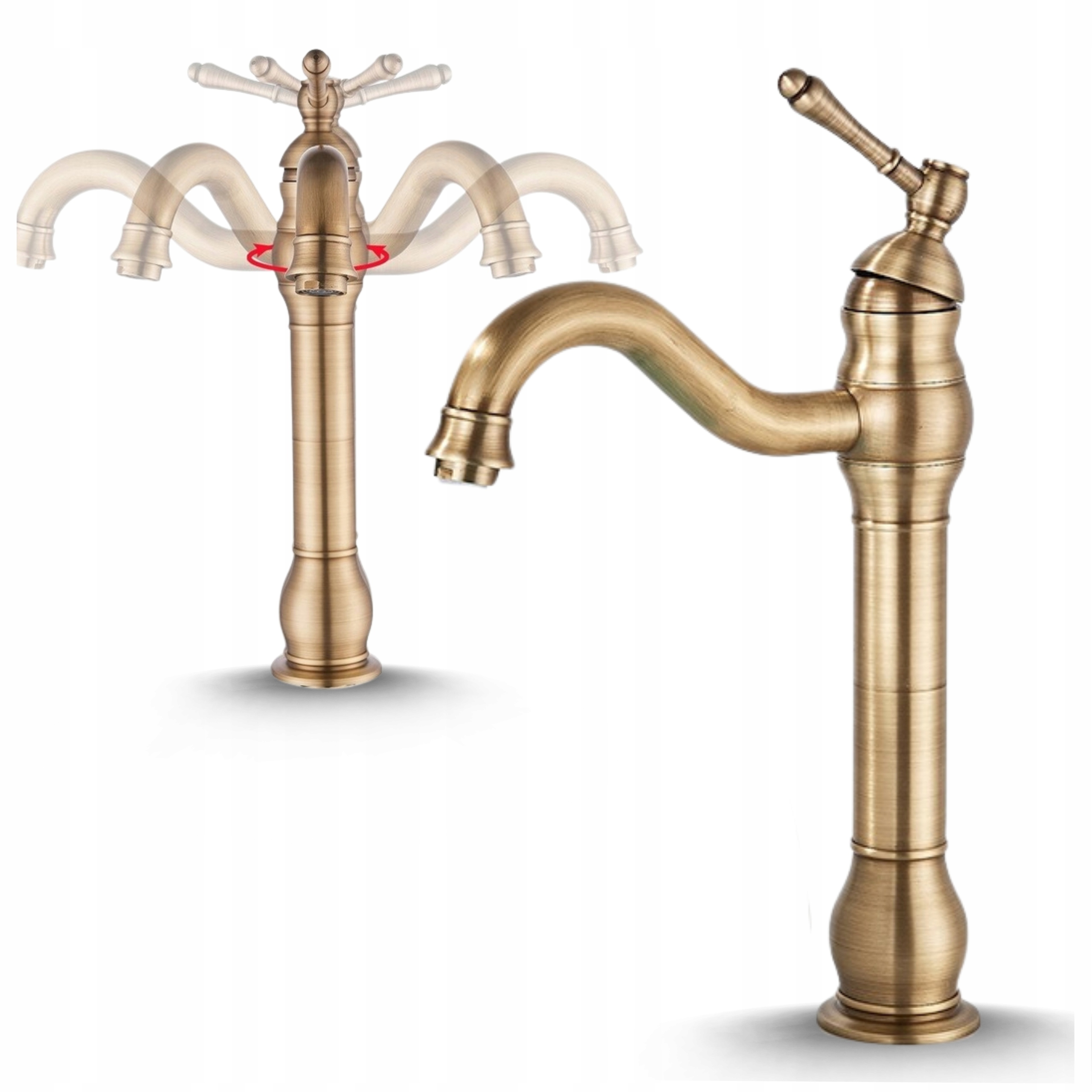 Stojanková Kúpeľňová Batéria Na Dosku, Vysoká Umývadlová, Retro, Zlatý Kohútik Ari