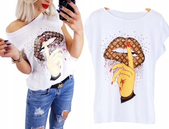 T67 T-SHIRT KOSZULKA POD SWETER USTA LIPS M/L