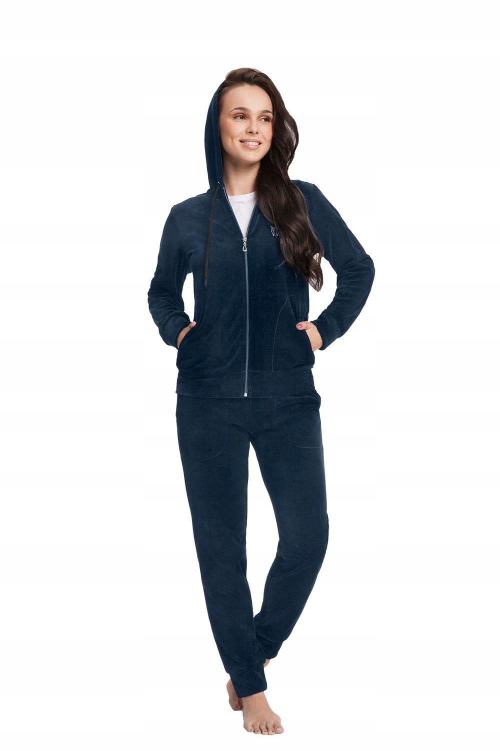 Teplákovka dámský indigo 3XL velurový, rozepínací